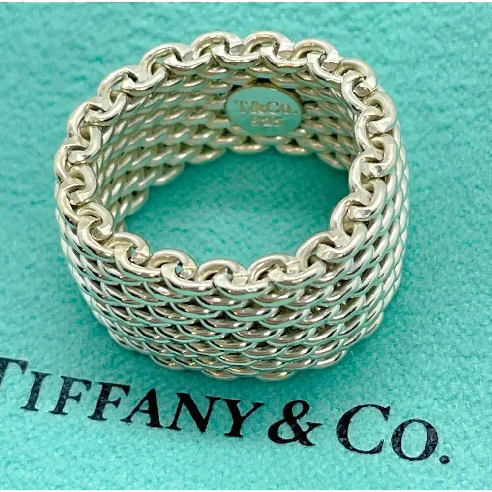 Tiffany & Co. Sterling Silver Somerset Mesh Weave Ring – Size 4